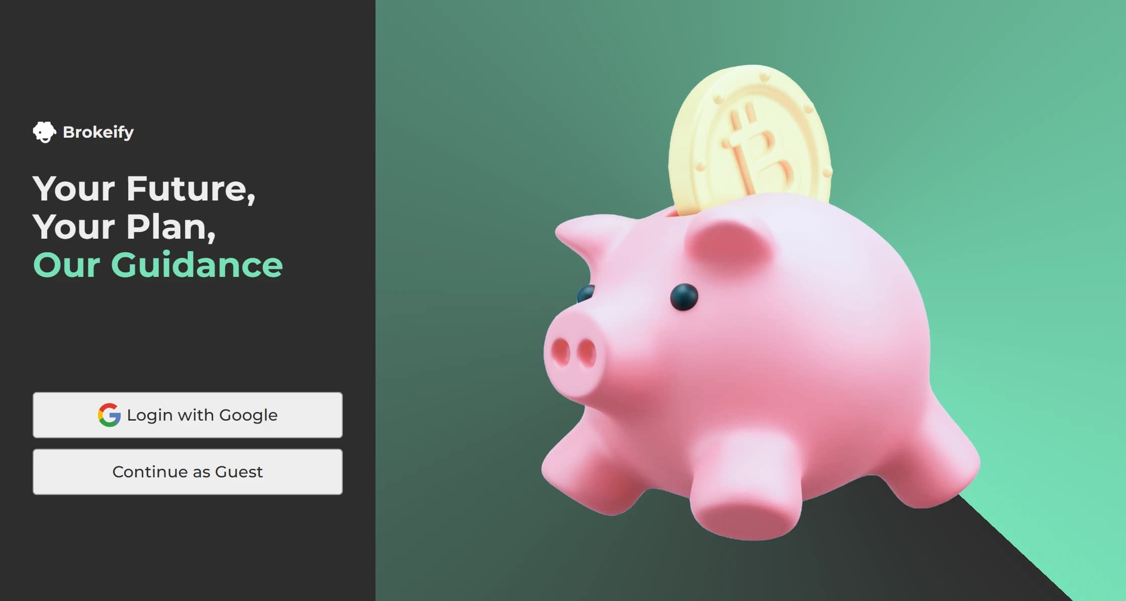 Brokeify login page